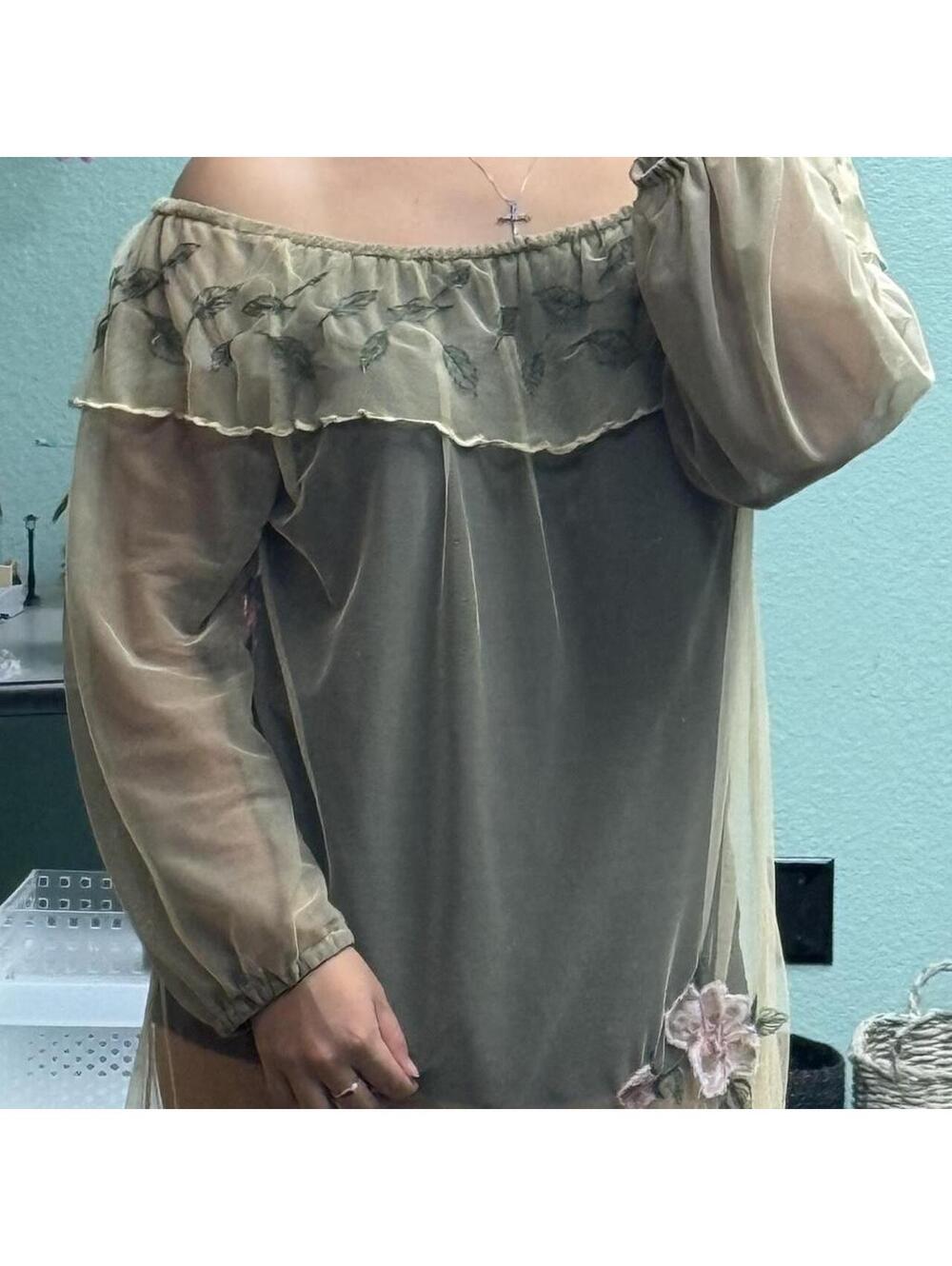 Sterling Styles Fairycore Embroidered Mesh Dress